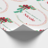 サンタズワークショップ名前をカスタムするクリスマス ラッピングペーパー (角)