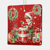 サンタズワークショップ小妖精や小人パーソナライズされたキッズクリスマス セラミックオーナメント (左)