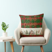 サンタズワークショップ小妖精や小人レッドグリーンクリスマスタータンチェック クッション (椅子)