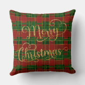 サンタズワークショップ小妖精や小人レッドグリーンクリスマスタータンチェック クッション (裏面)