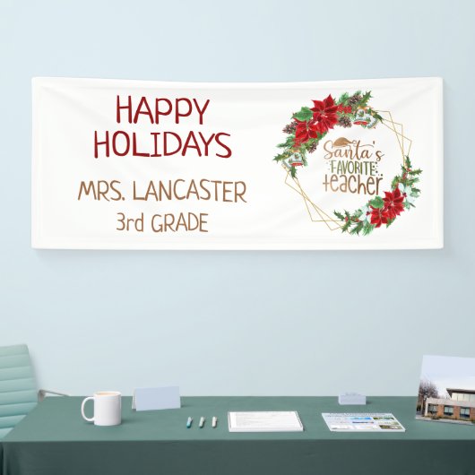 サンタズ先生お気に入りのハッピーホリデーズクリスマス 横断幕 (トレードショー)