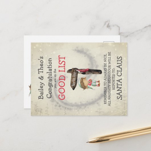 サンタズ小妖精や小人のはがき ポストカード (正面/裏面インサイチュ)