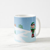 サンタズ小妖精や小人クリスマスマグ コーヒーマグカップ (正面右)