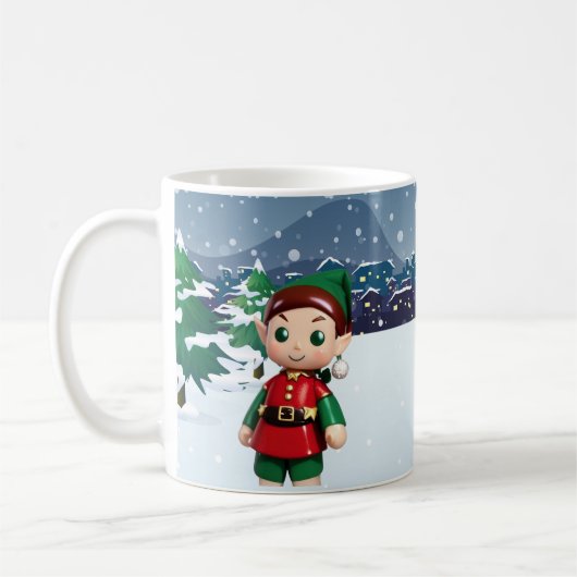 サンタズ小妖精や小人クリスマスマグ コーヒーマグカップ (左)