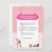 サンタズ小妖精や小人ピンクのクリスマストイのワークショップウィンドウ シーズンカード (裏面)