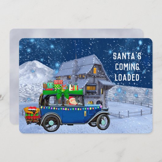 サンタズ来ロードユーモアのある 招待状 (正面/裏面)