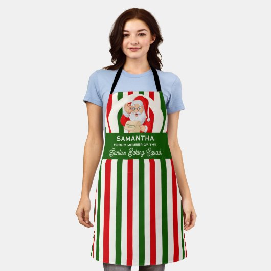 サンタズ誇りを持ったベーキング分隊ベーカーのクリスマス エプロン (着用した状態)