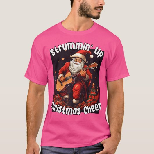 サンタズ遊アコースティックギター – Strummin Up Christ Tシャツ (正面)