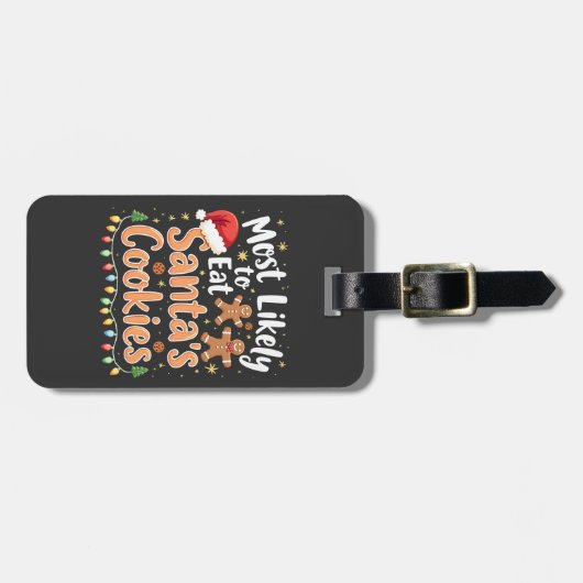 サンタズ食べのクッキーSanta Hatが最も多い ラゲッジタグ (正面横)