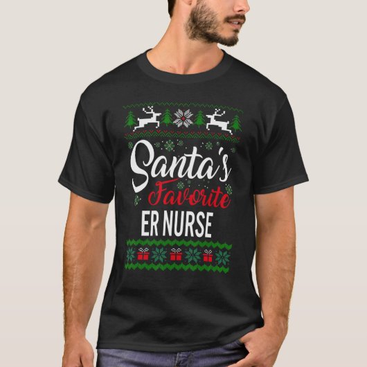 サンタズERお気に入りのナースクリスマス醜いセーターf Tシャツ (正面)