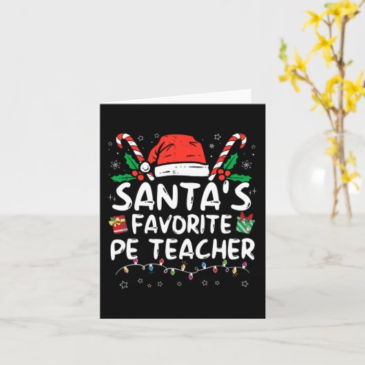 サンタズPEお気に入りの先生クリスマスサンタおもしろいXm カード (黄色い花)