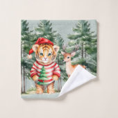 サンタタイガーと鹿の松クリスマス バスタオルセット (ウォッシュタオル)