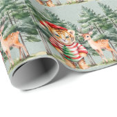 サンタタイガーと鹿の松クリスマス ラッピングペーパー (ロールコーナー)