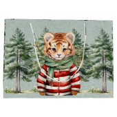 サンタタイガーと鹿の松クリスマス ラージペーパーバッグ (裏面)