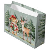 サンタタイガーと鹿の松クリスマス ラージペーパーバッグ (正面アングル)