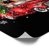 サンタタイガー乗り赤トラック醜いセータークリスマス ポスター (角)