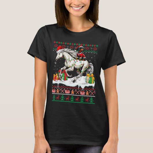 サンタダシュント乗馬クリスマスセーター値リスト Tシャツ (正面)