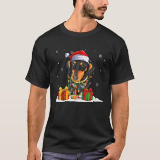 サンタダックスシャンドクリスマスライトセータークリスマスドッグ Tシャツ