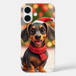 サンタダックスフンドのホリデー・チアー 🎄🐾 かわいいフェスティブデザイン iPhone 16ケース