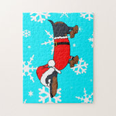 サンタダッシュンドドッグスノーフレークデザインパズル ジグソーパズル (縦)