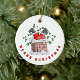 サンタチおもしろいムメリークリスマス セラミックオーナメント