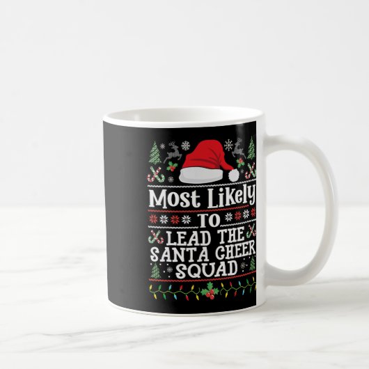 サンタチアリーディング部を率いよう 面白いクリスマスの応援 コーヒーマグカップ (右)