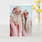 サンタチックなミスター＆ミセス・クロース、祭りで注目を集める カード (黄色い花)