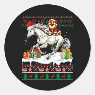 サンタチャウチャウライディングホースクリスマスセーター値リスト ラウンドシール