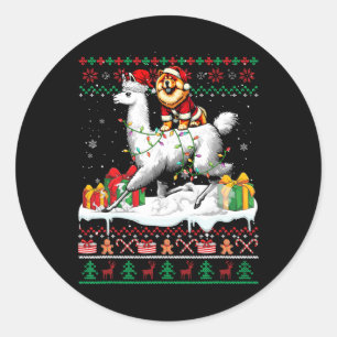 サンタチャウチャウライディングラマクリスマスセーター値リスト ラウンドシール