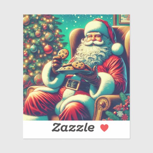 サンタチョコレートチップクッキー |ヴィンテージクリスマス シール (シート)