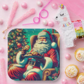 サンタチョコレートチップクッキー |ヴィンテージクリスマス ペーパープレート (パーティー)