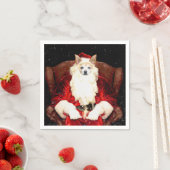 サンタチワホアドッグクリスマスキュートレッドおもしろい スタンダードカクテルナプキン (インサイチュ)