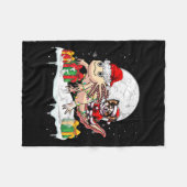 サンタチワワ乗馬Axolotlクリスマスオーナーキッド フリースブランケット (正面(横))