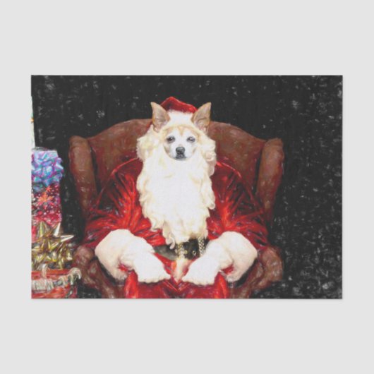 サンタチワワ犬 赤 おかしい クリスマス ホリデー 薄葉紙 (正面)