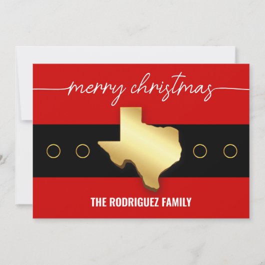 サンタテキサス州ベルトバックルクリスマス シーズンカード (正面)