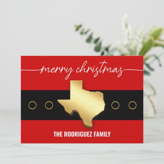 サンタテキサス州ベルトバックルクリスマス シーズンカード (スタンド正面)
