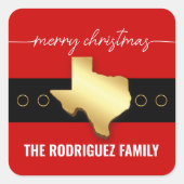 サンタテキサス州ベルトバックルクリスマス スクエアシール (正面)