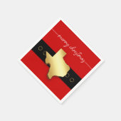 サンタテキサス州ベルトバックルクリスマス スタンダードカクテルナプキン (角)