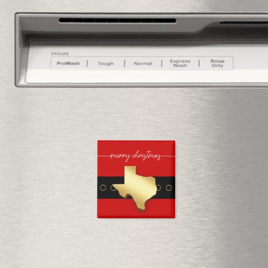 サンタテキサス州ベルトバックルクリスマス マグネット (インサイチュ (食洗機))