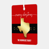 サンタテキサス州ベルトバックルクリスマス メタルオーナメント (正面左)