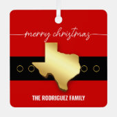 サンタテキサス州ベルトバックルクリスマス メタルオーナメント (正面)