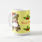 サンタテディベアークリスマスアニマルアート コーヒーマグカップ (正面左)