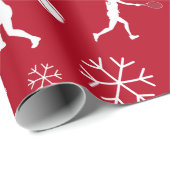 サンタテニスプレーヤーボールパターンレッドクリスマスキッド名 ラッピングペーパー (ロールコーナー)