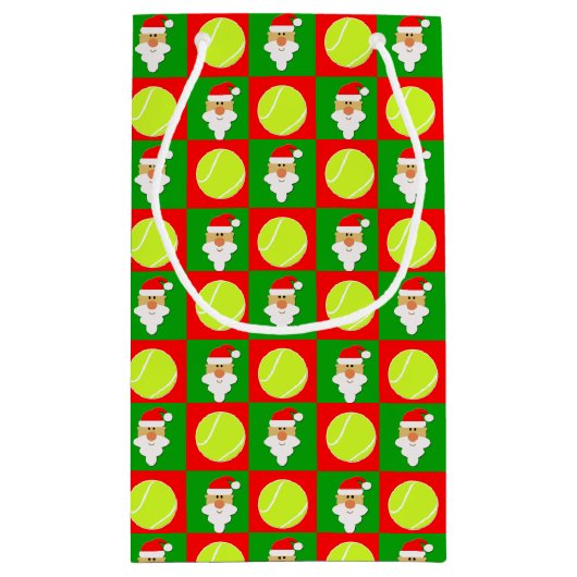 サンタテニスプレーヤー名前をカスタムする/文字クリスマス スモールペーパーバッグ (裏面)