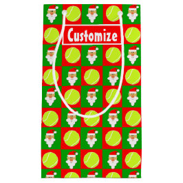 サンタテニスプレーヤー名前をカスタムする/文字クリスマス スモールペーパーバッグ