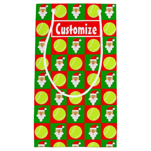 サンタテニスプレーヤー名前をカスタムする/文字クリスマス スモールペーパーバッグ (正面)