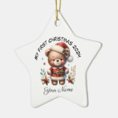 サンタテパーソナライズされたディベア初めてのクリスマス セラミックオーナメント (左)