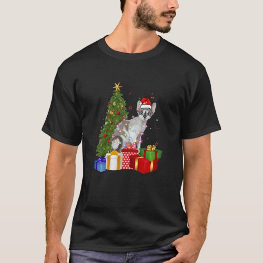 サンタデボンレックスキャットクリスマスツリークラシック Tシャツ (正面)