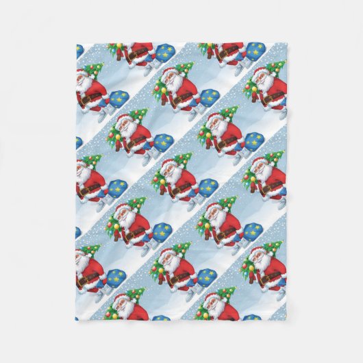 サンタデリバリークリスマスパターン フリースブランケット (正面)