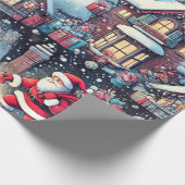サンタデリバリープレゼントを煙突から降ろす ラッピングペーパー (角)